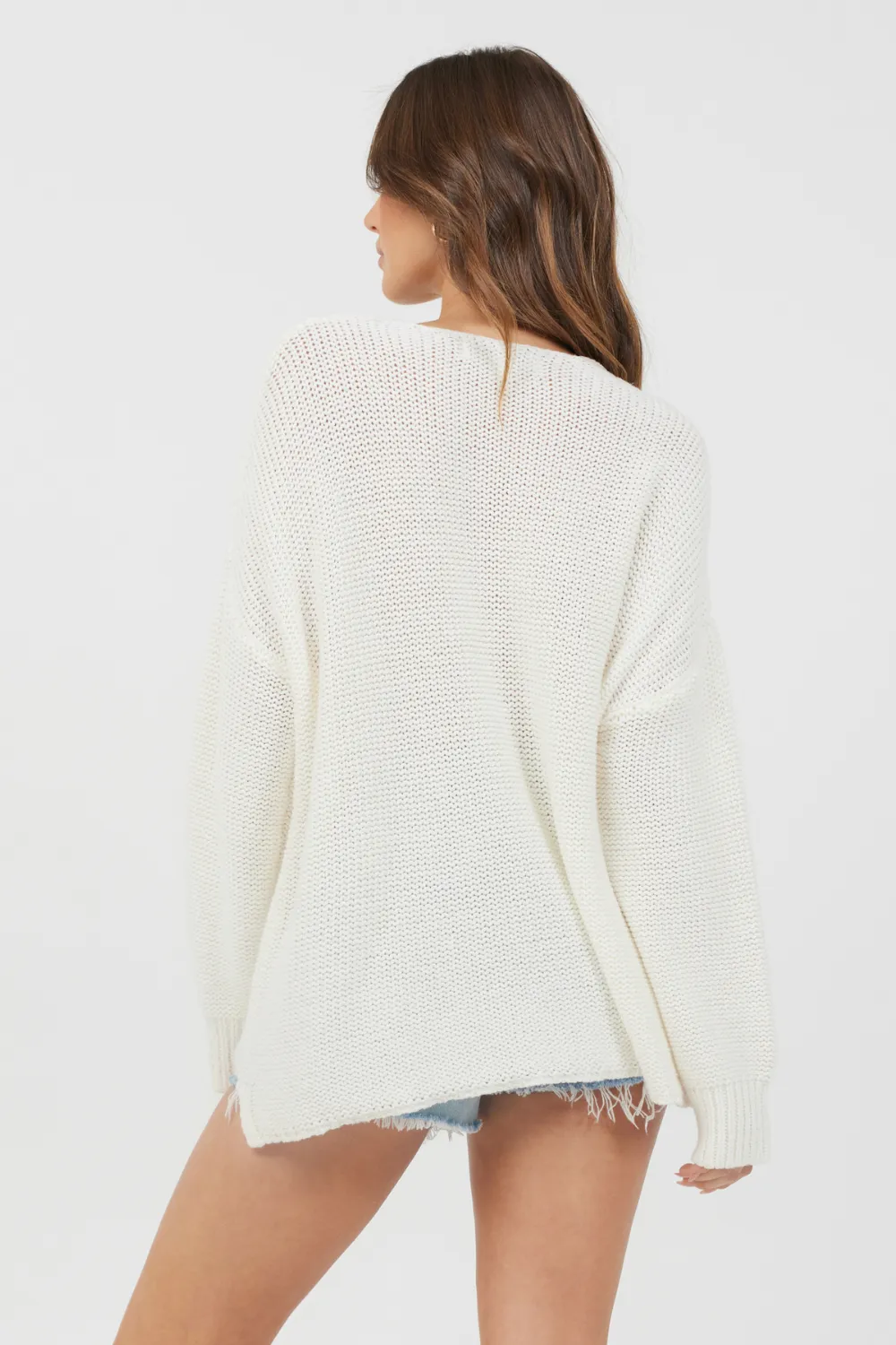 Warm White & Blue "Beach" Embroidered V-Neck Sweater sold by Vintage Havana product image thumbnail 2