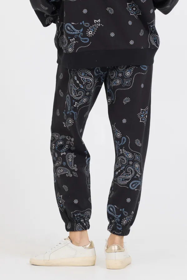 Black Bandana Printed Fleece Jogger sold by Vintage Havana product image thumbnail 2