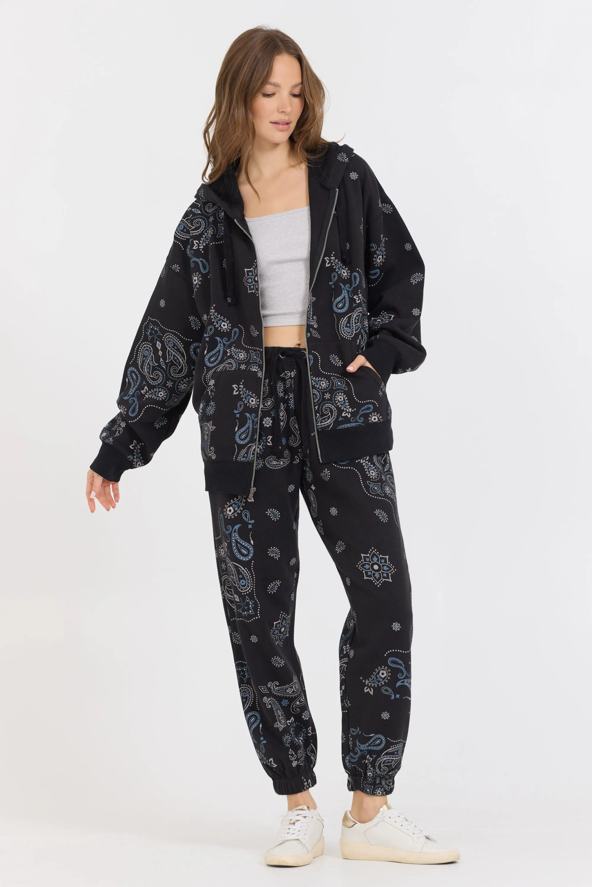 Black Bandana Printed Fleece Jogger sold by Vintage Havana product image thumbnail 3
