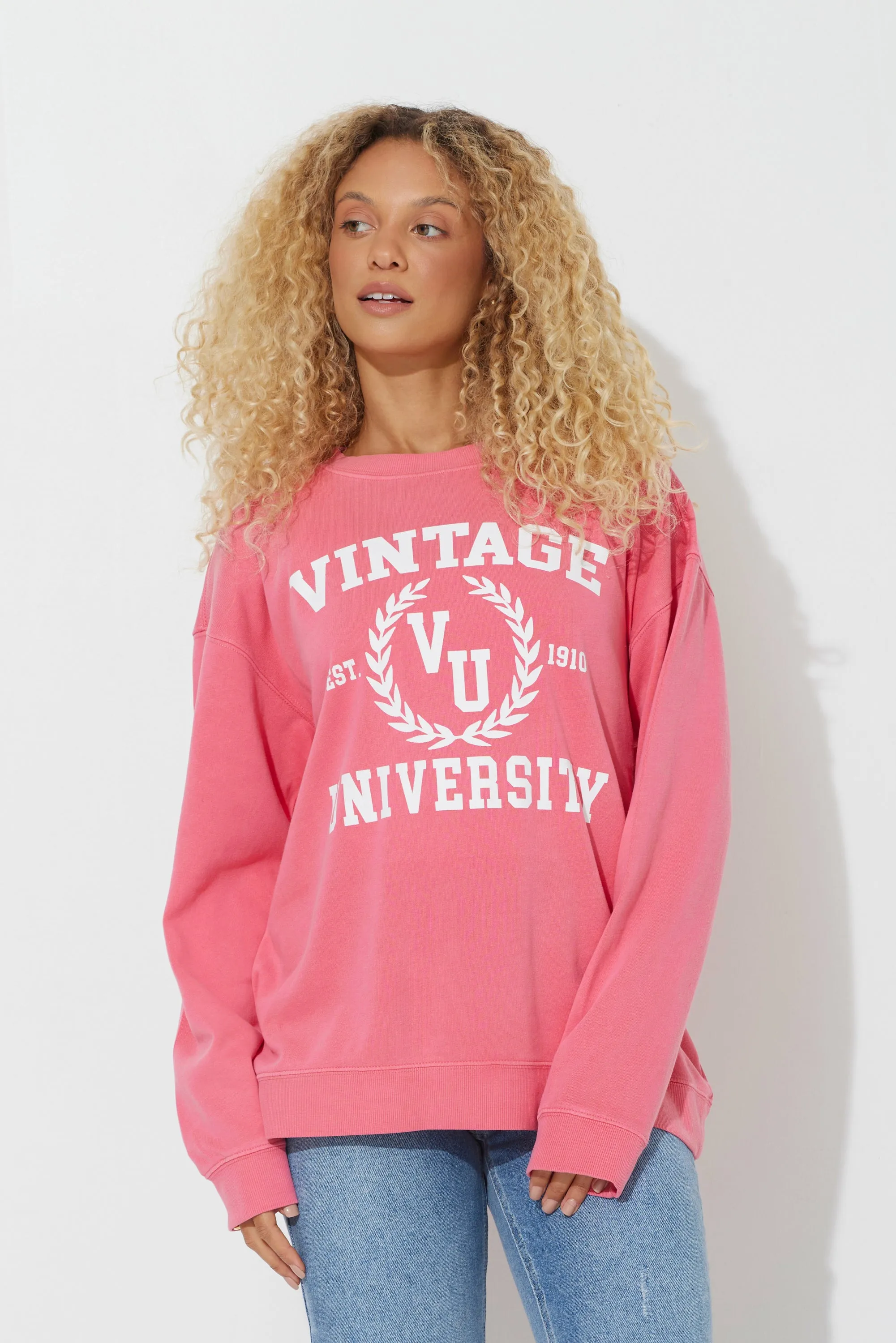 Red "Vintage University" Pigment Dyed Crewneck sold by Vintage Havana