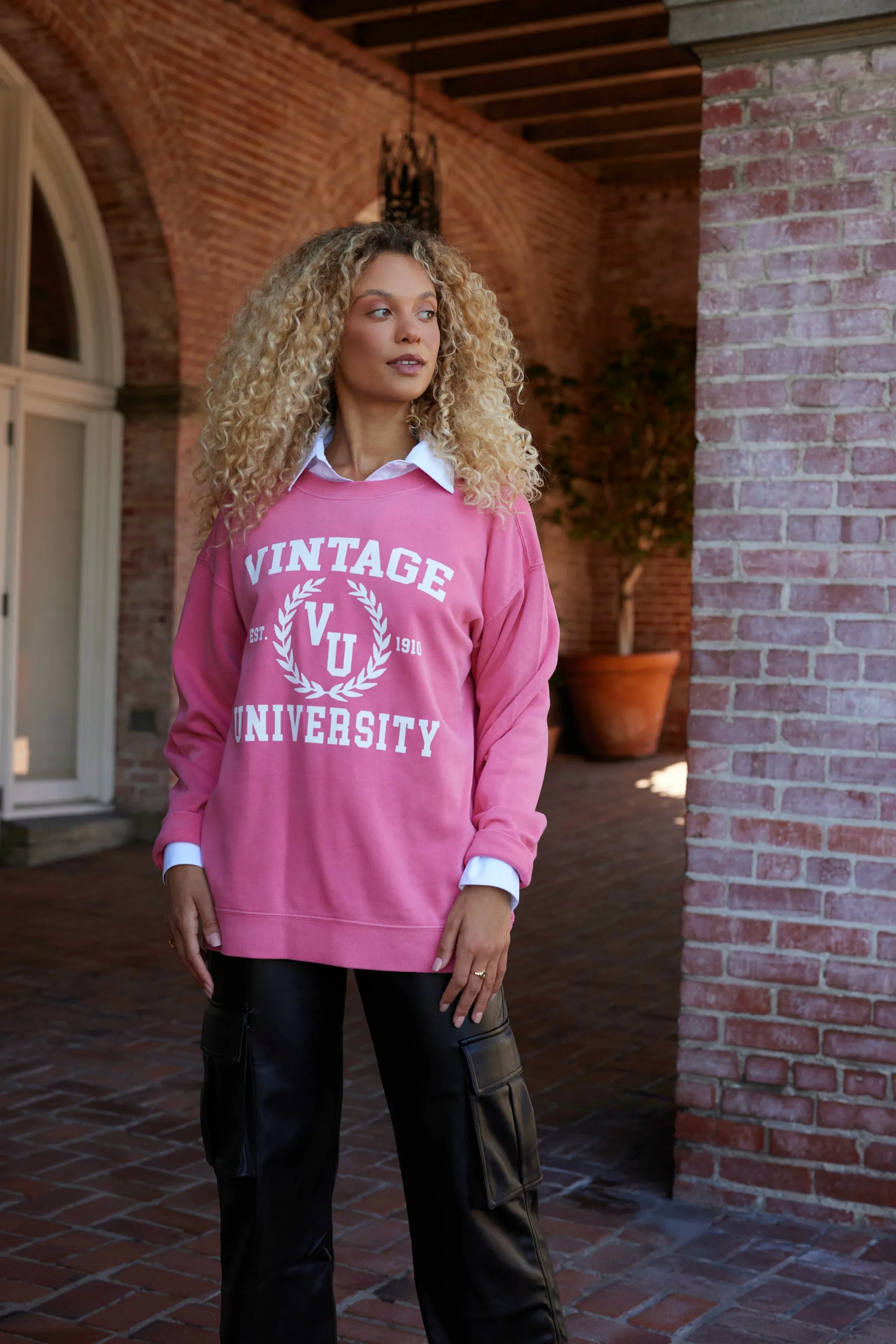Red "Vintage University" Pigment Dyed Crewneck sold by Vintage Havana product image thumbnail 2