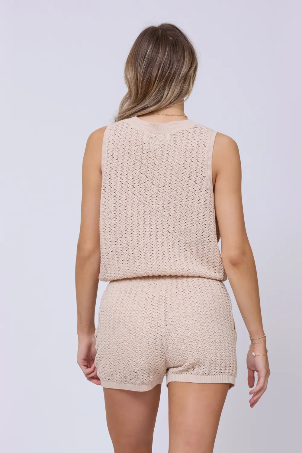 Bali Beige Open Crochet Tie Tank sold by Vintage Havana product image thumbnail 3
