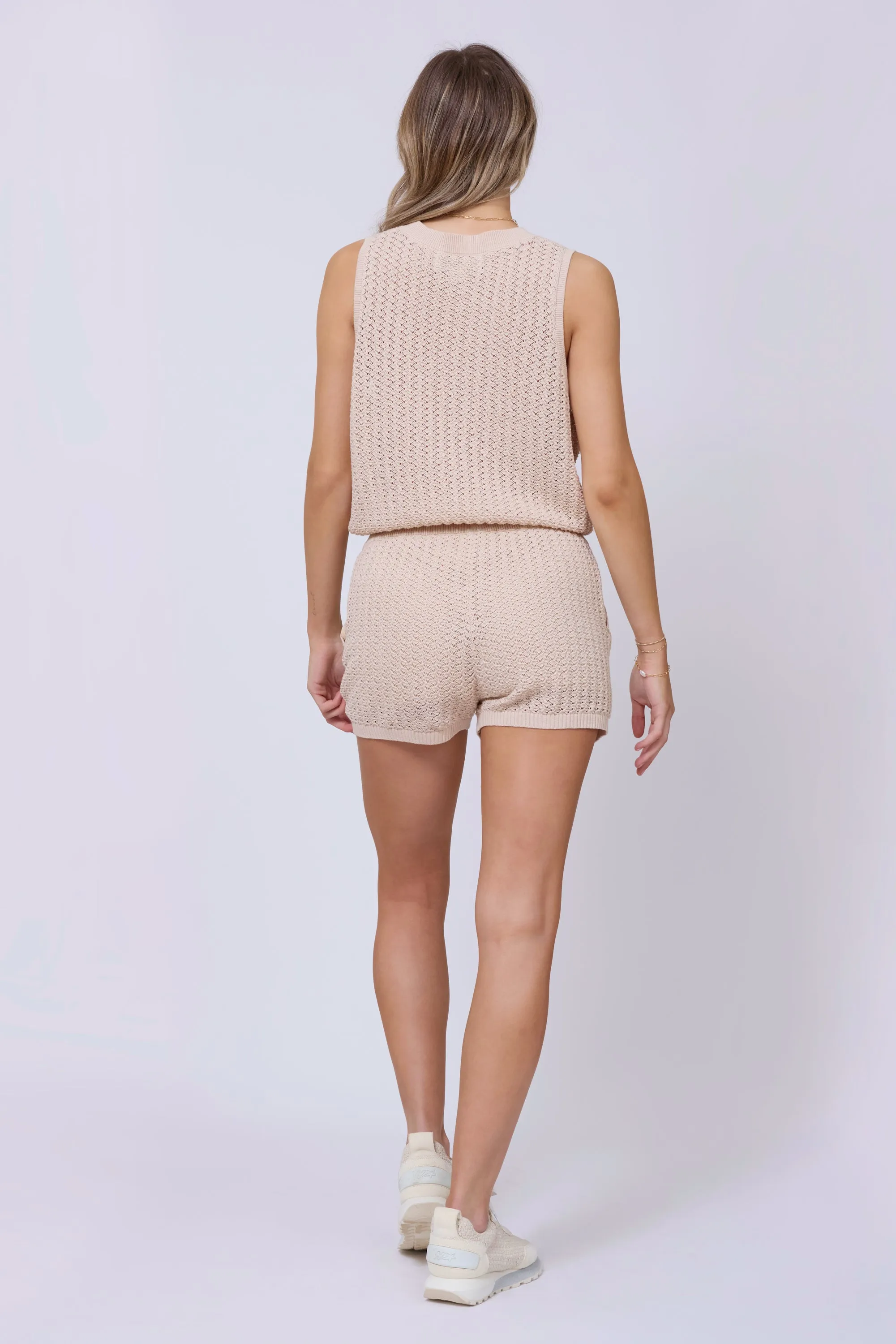 Bali Beige Open Crochet Tie Tank sold by Vintage Havana product image thumbnail 4