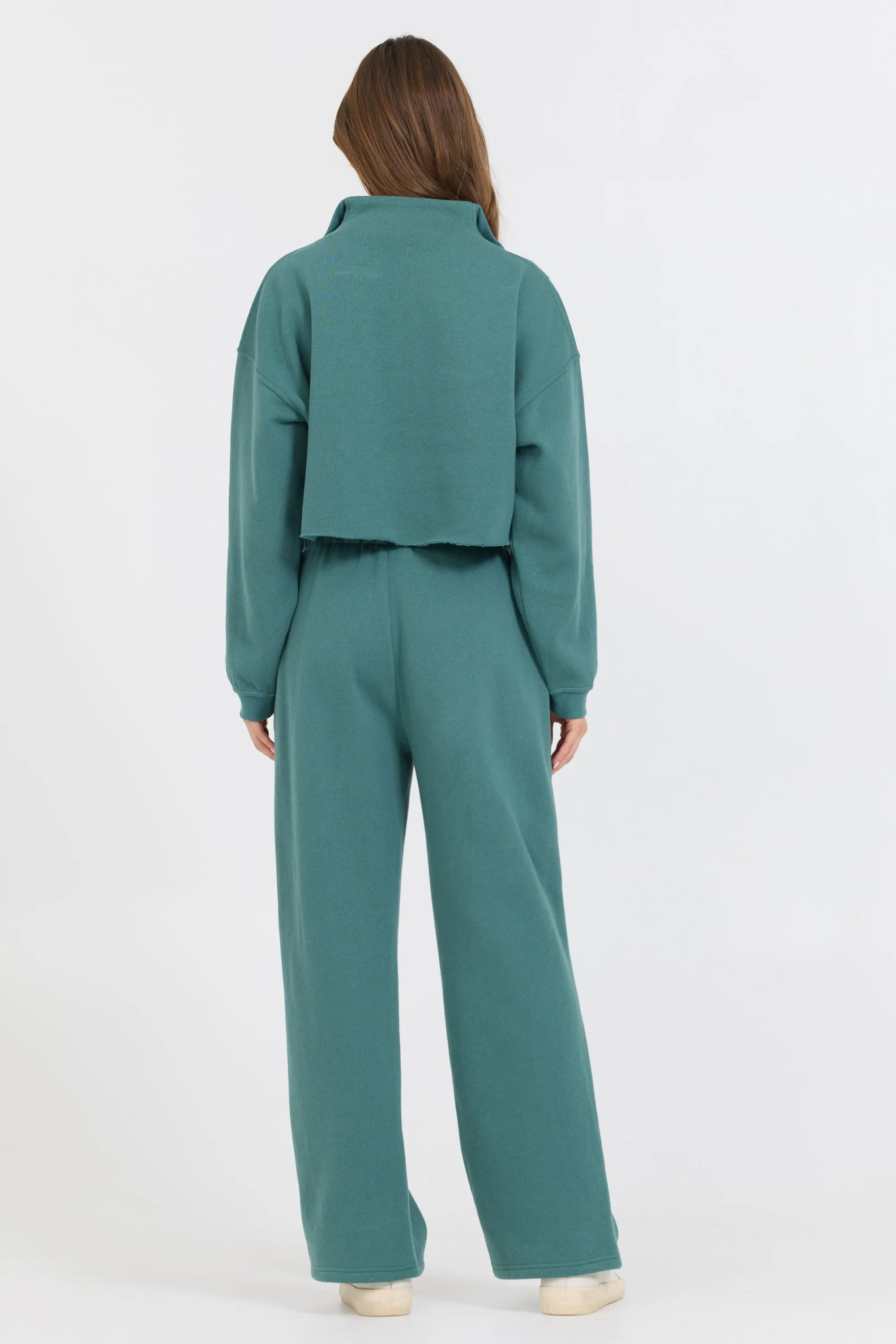 College Green Cotton Blend Fleece Quarter Zip Rib Neck sold by Vintage Havana product image thumbnail 4