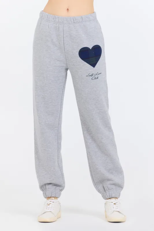 Heather Grey Essential Fleece Jogger W/ Self Love Club Jogger sold by Vintage Havana