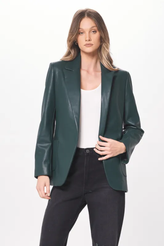 Forest Green Faux Leather Blazer sold by Vintage Havana