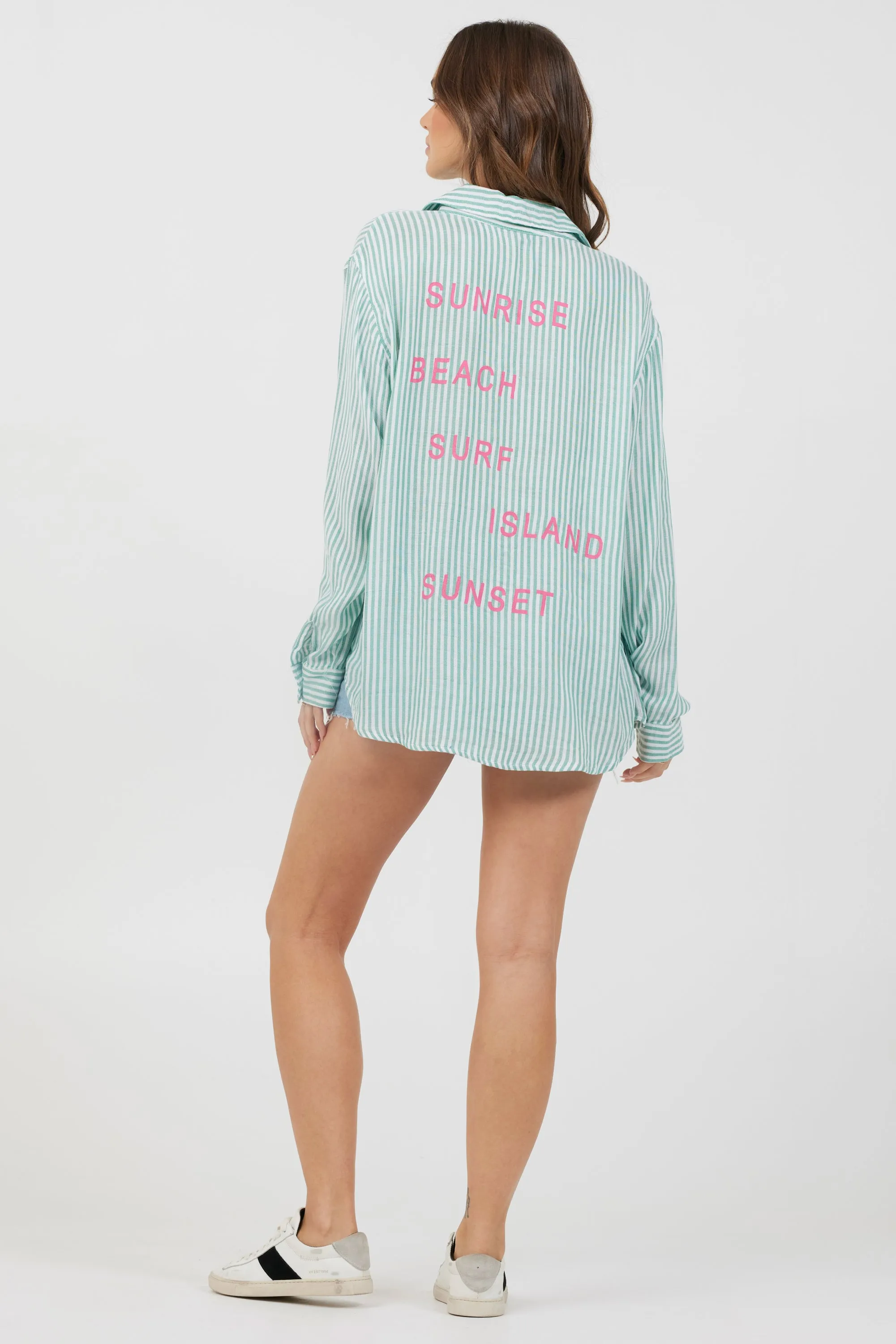 Green Stripe Beach Shirting sold by Vintage Havana product image thumbnail 4