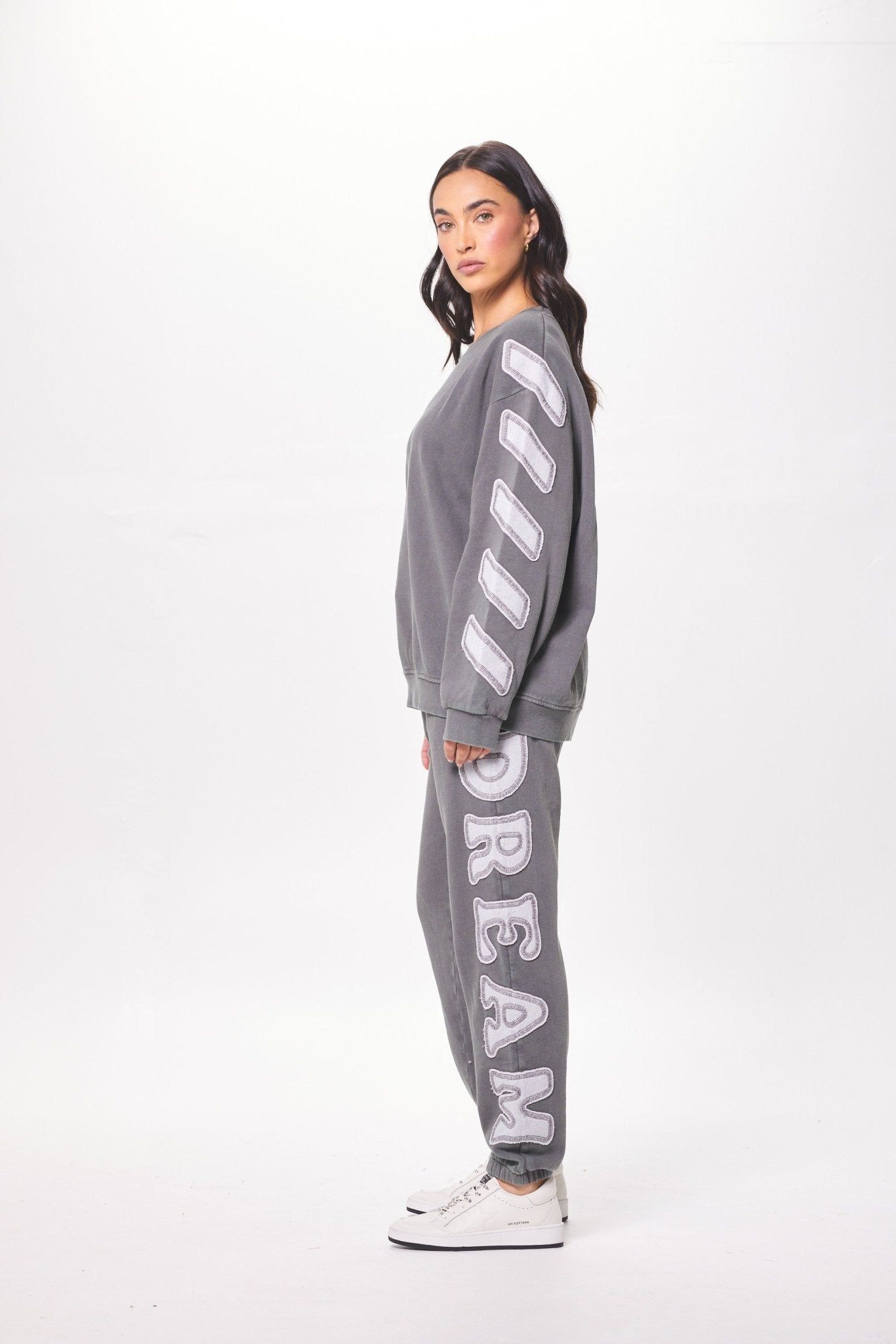 Ash Grey Brushed Fleece Jogger w/ Applique sold by Vintage Havana product image thumbnail 4
