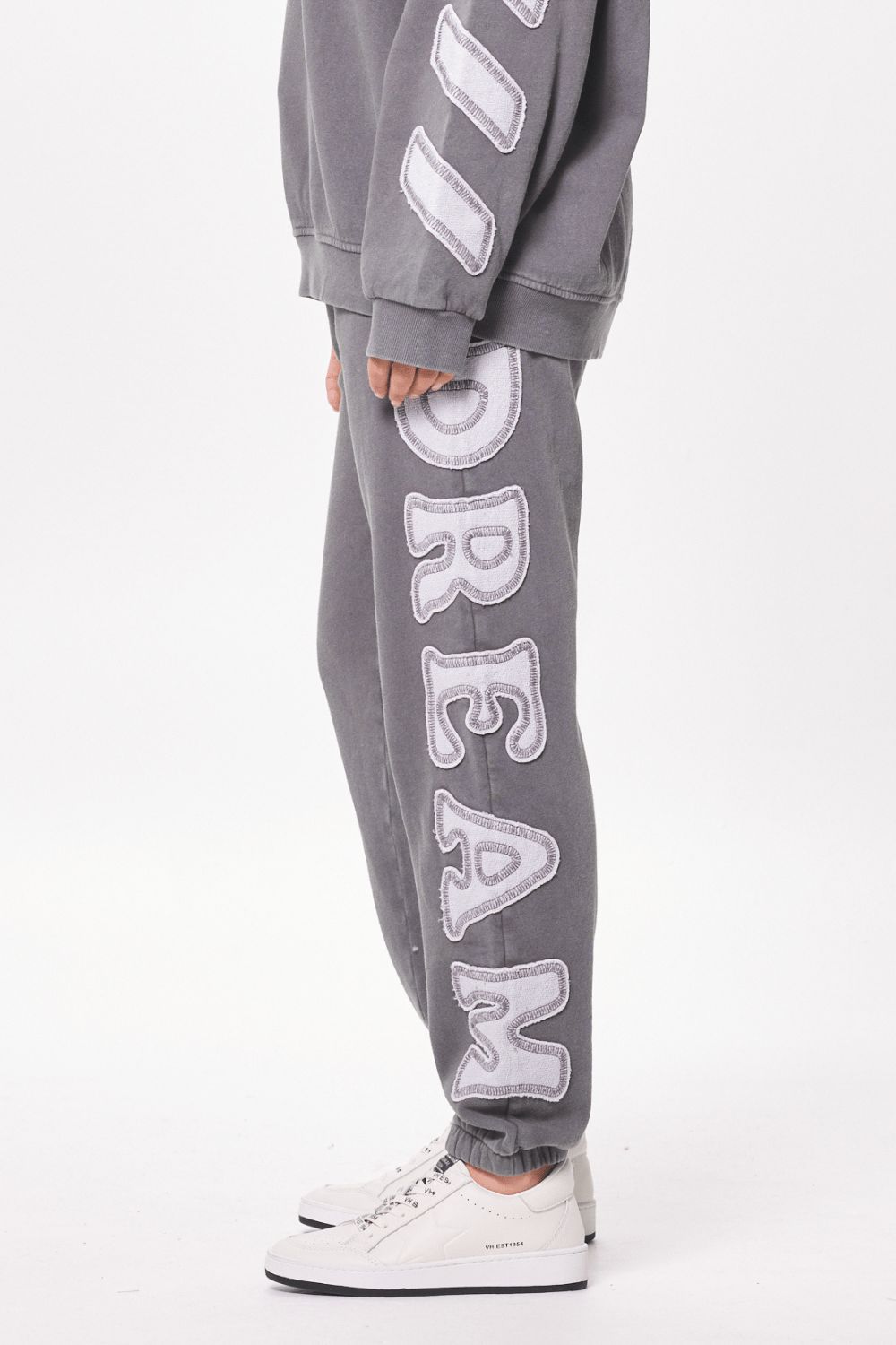 Ash Grey Brushed Fleece Jogger w/ Applique sold by Vintage Havana