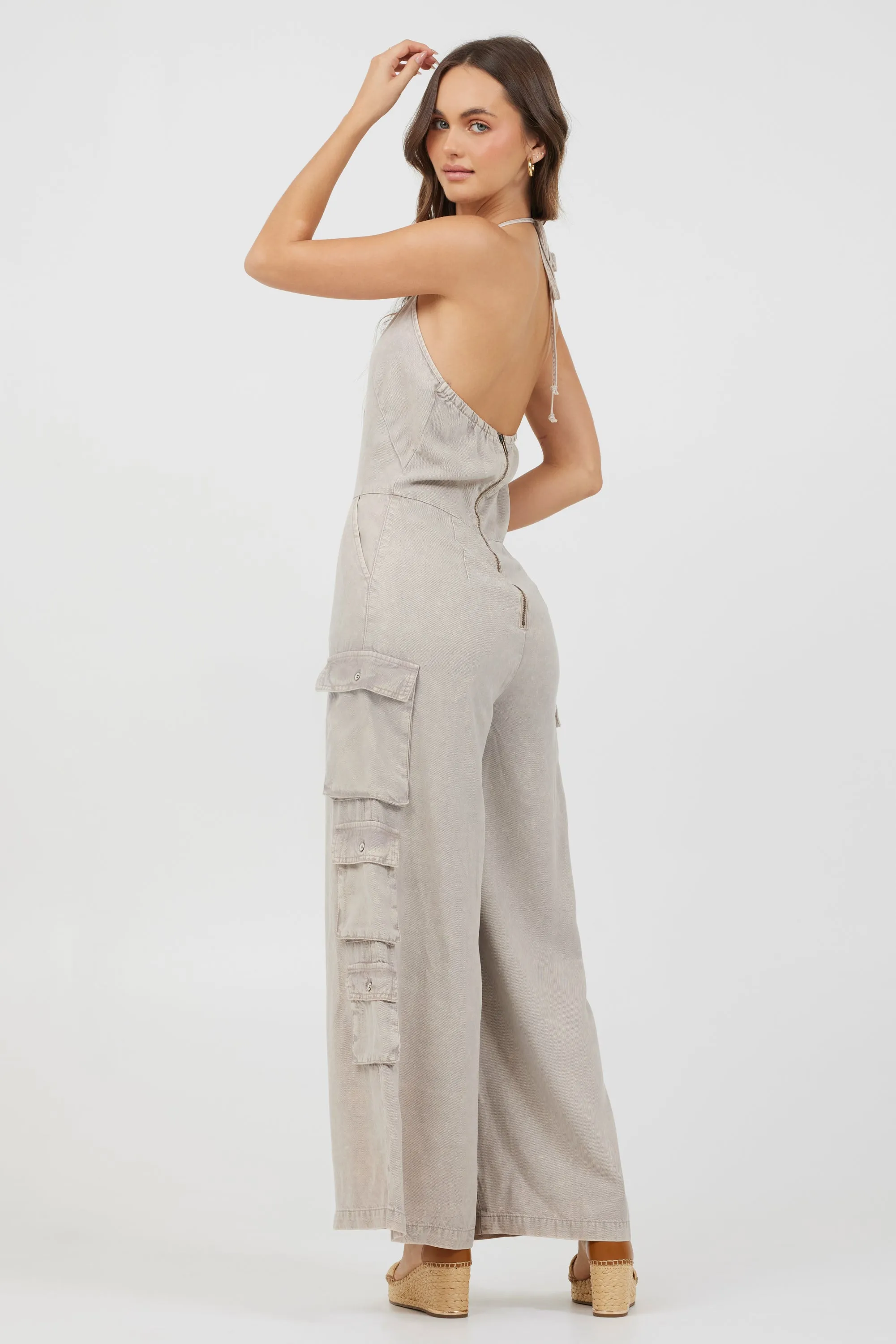 Khaki Tencel Jumpsuit sold by Vintage Havana product image thumbnail 5