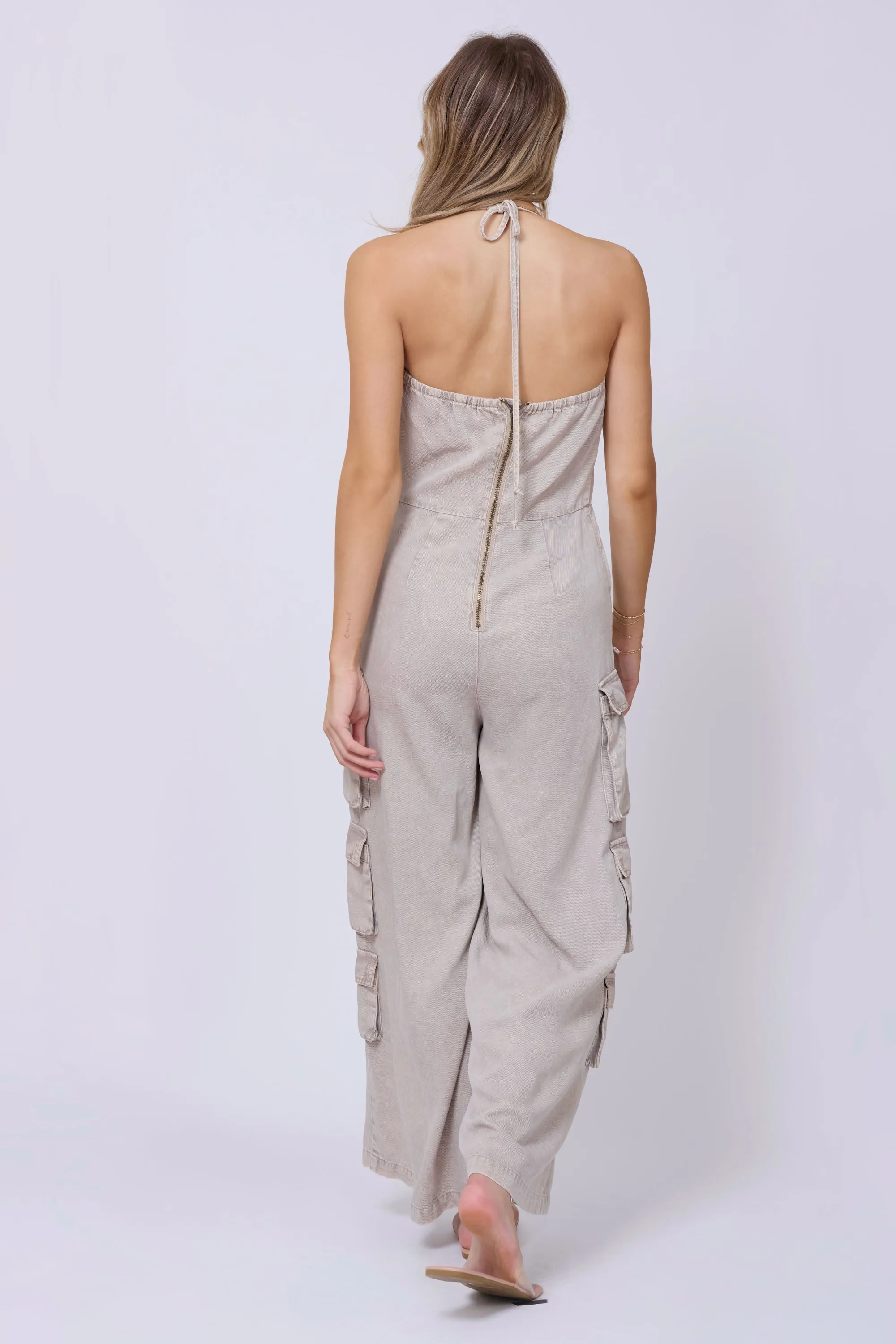 Khaki Tencel Jumpsuit sold by Vintage Havana product image thumbnail 3