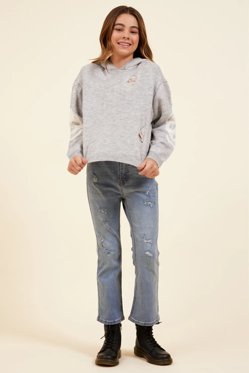 Skull Distressed Sweater Hoodie sold by Vintage Havana product image thumbnail 3