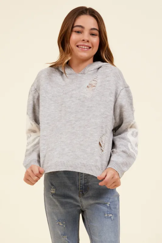 Skull Distressed Sweater Hoodie sold by Vintage Havana