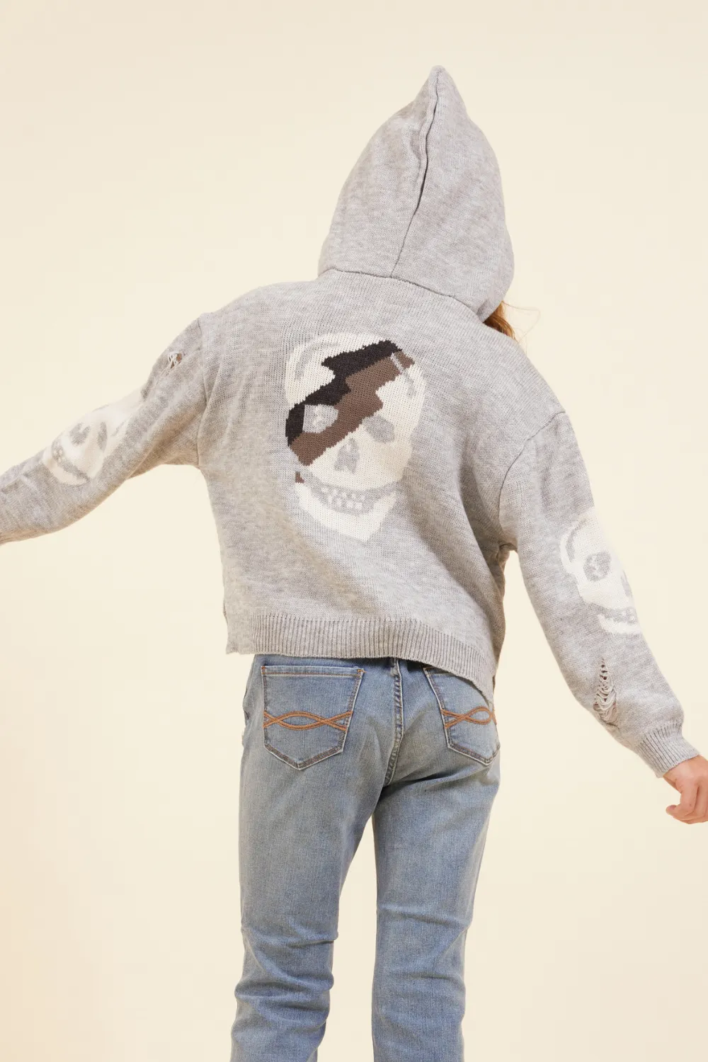 Skull Distressed Sweater Hoodie sold by Vintage Havana product image thumbnail 2