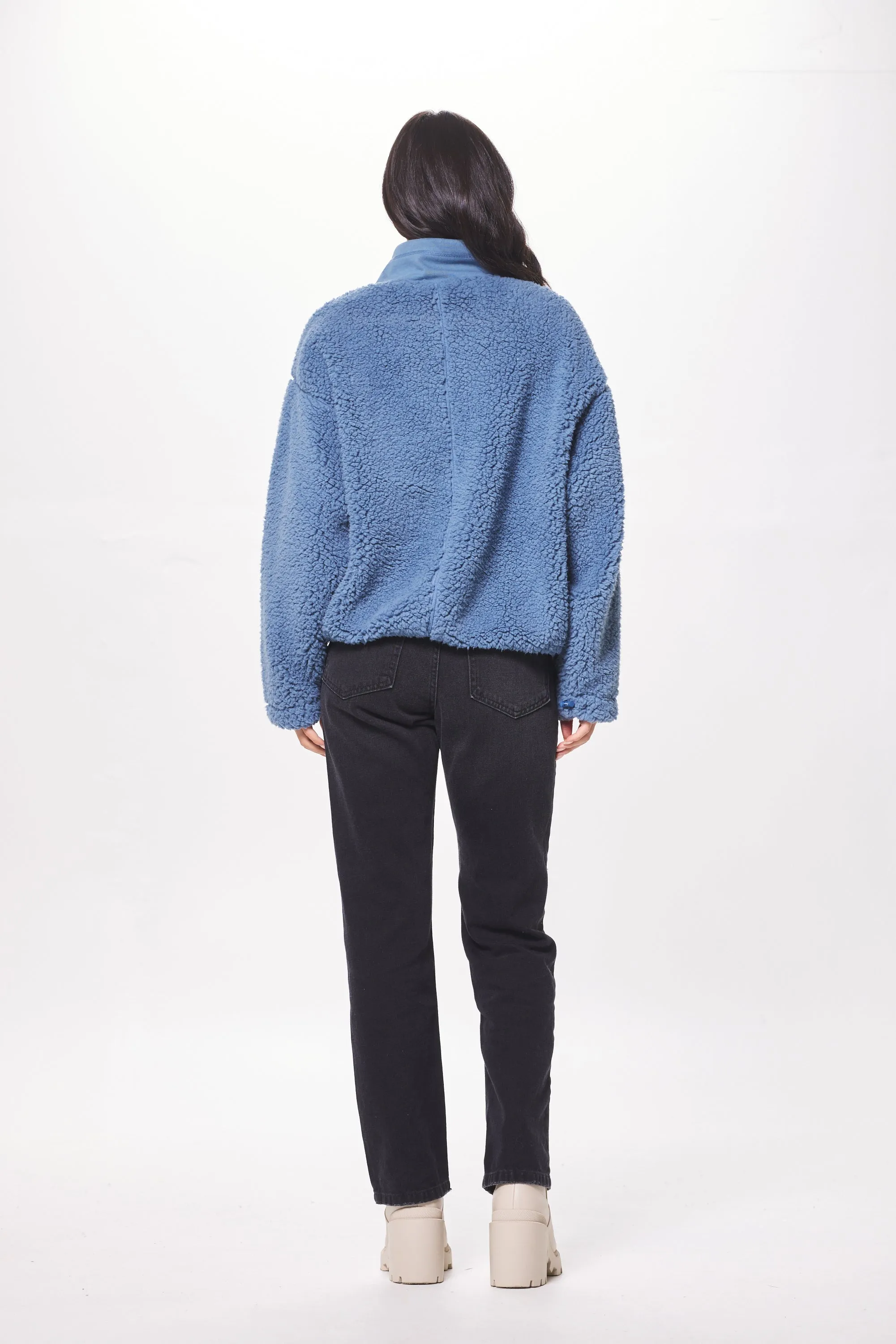 Stone Blue Fuzzy Fleece Half Zip sold by Vintage Havana product image thumbnail 4
