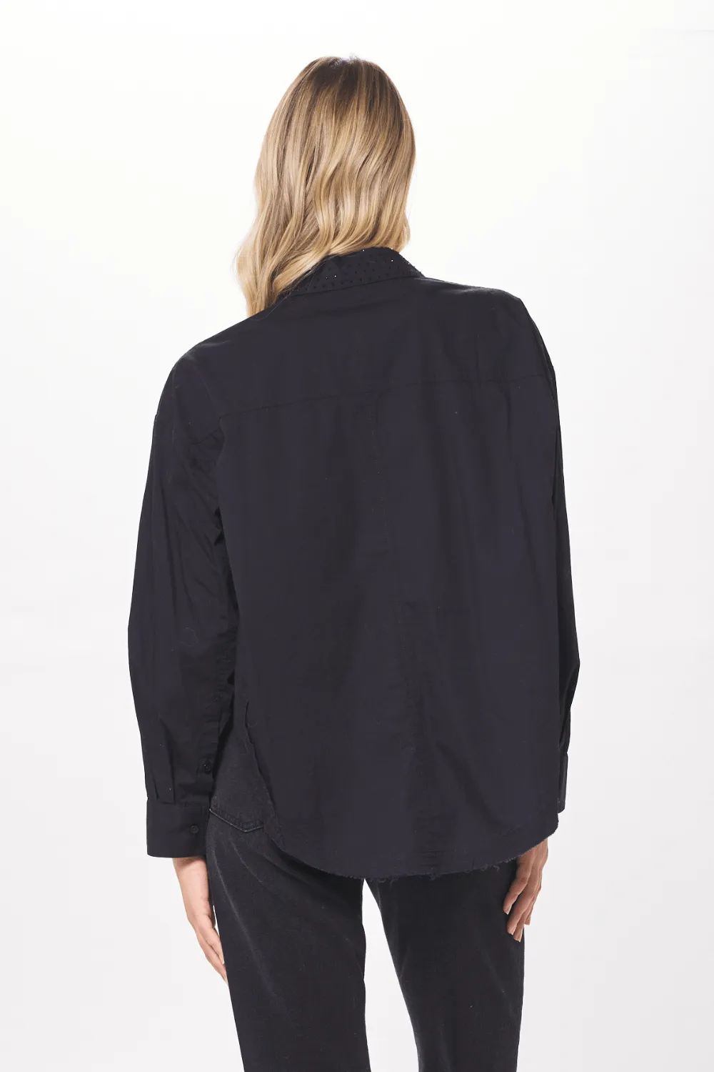 Black Poplin Shirting w/ Rhinestones sold by Vintage Havana product image thumbnail 2