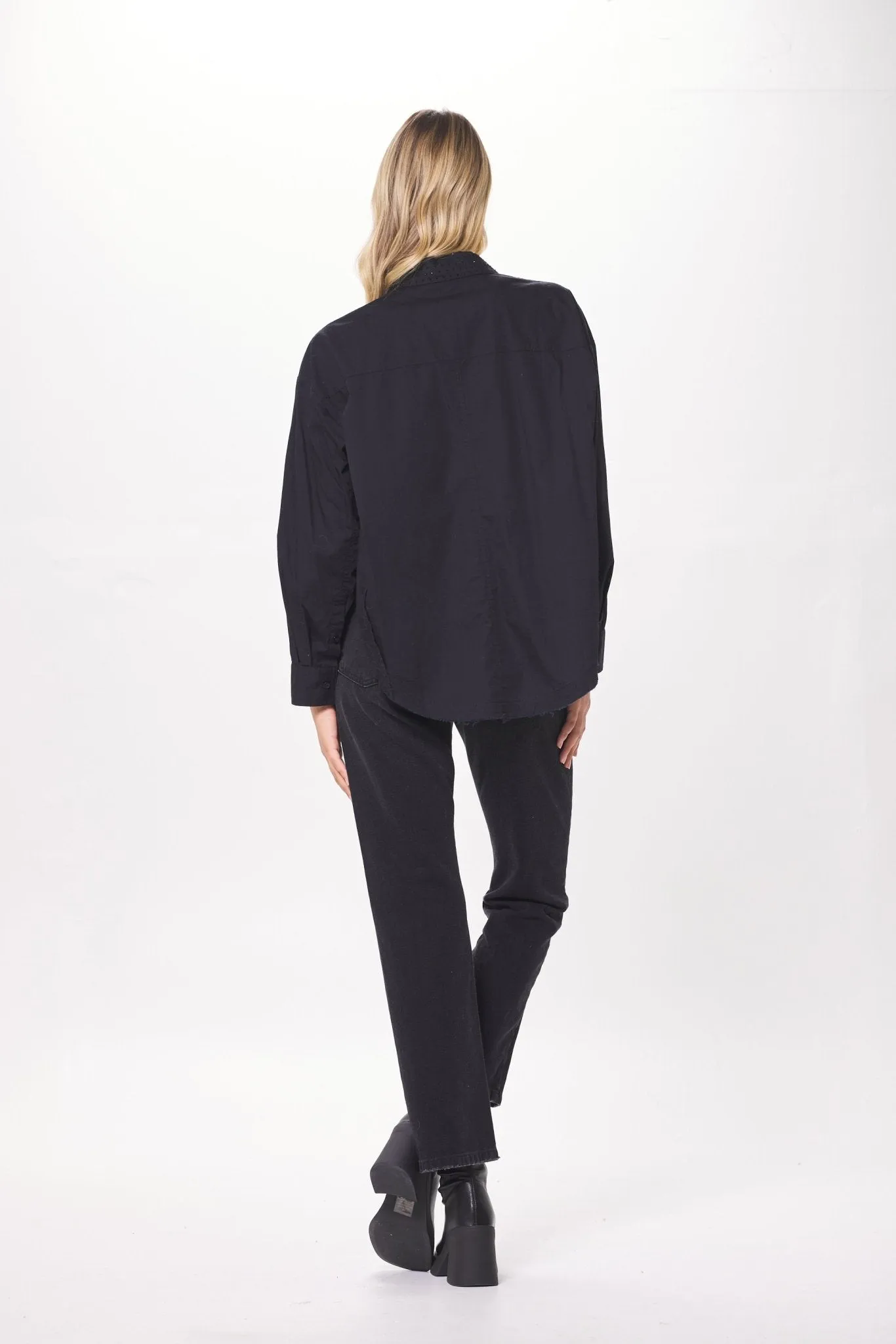 Black Poplin Shirting w/ Rhinestones sold by Vintage Havana product image thumbnail 3