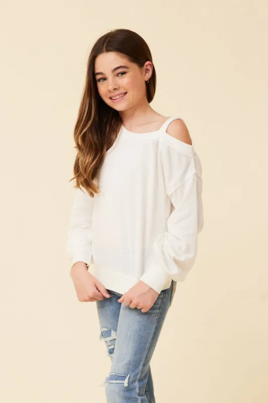Ivory Burnout One Shoulder Top sold by Vintage Havana