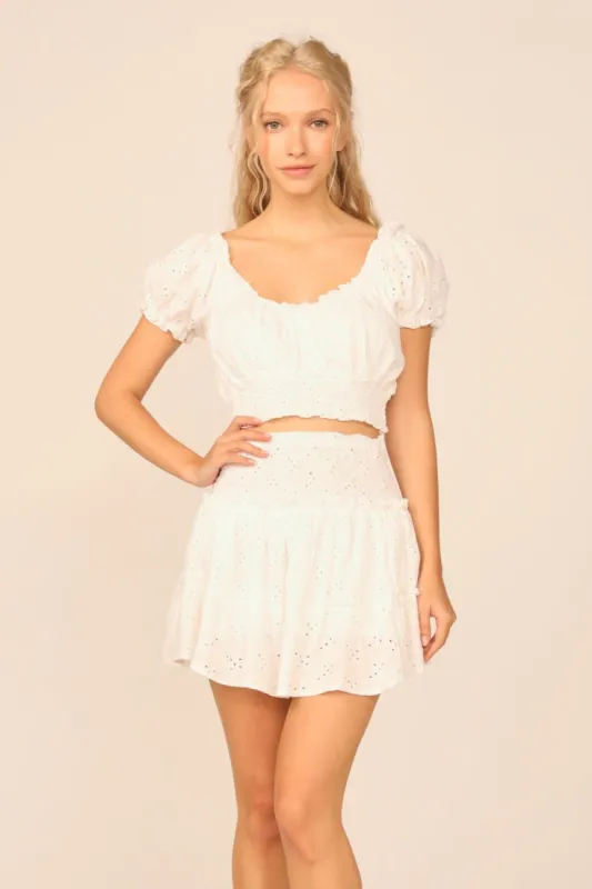 VH x OD - White Eyelet Smocked Crop Top sold by Vintage Havana