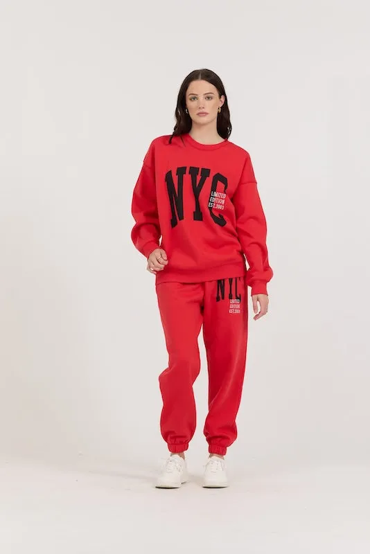 Red/ Black/ Light Grey Garment Dye Jogger W/ Screen Print sold by Vintage Havana product image thumbnail 4