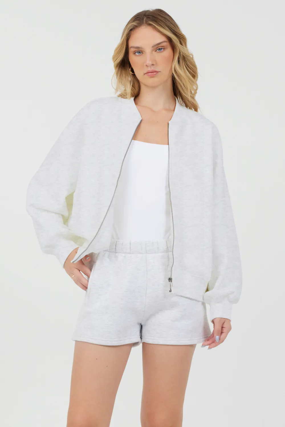 Grey Icicle Essential Fleece Zip Up Bomber sold by Vintage Havana