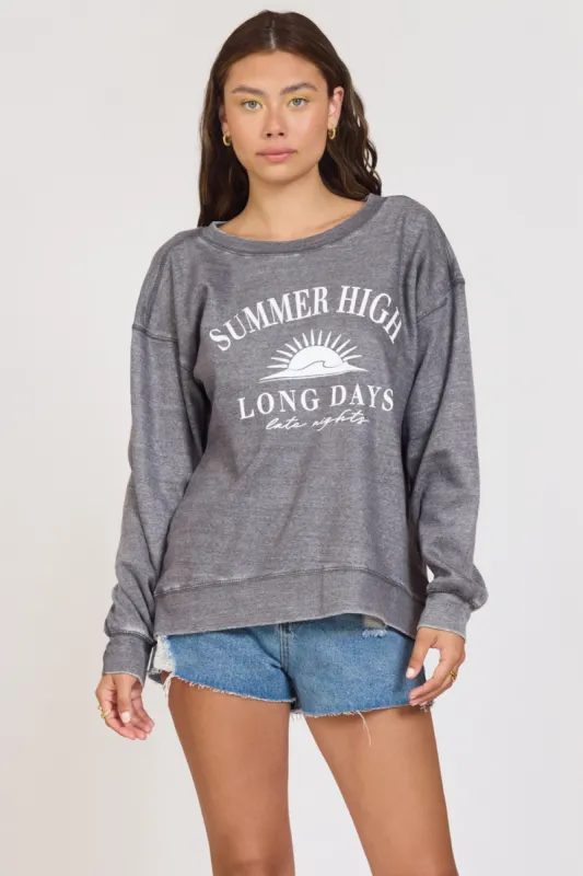 "Summer High" Steel Grey Burnout Fleece Crewneck sold by Vintage Havana