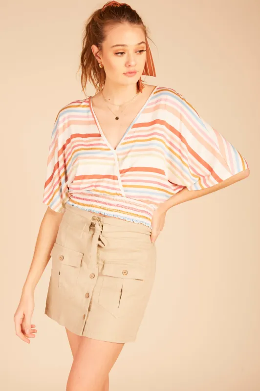 Multi Striped Surplice Top sold by Vintage Havana