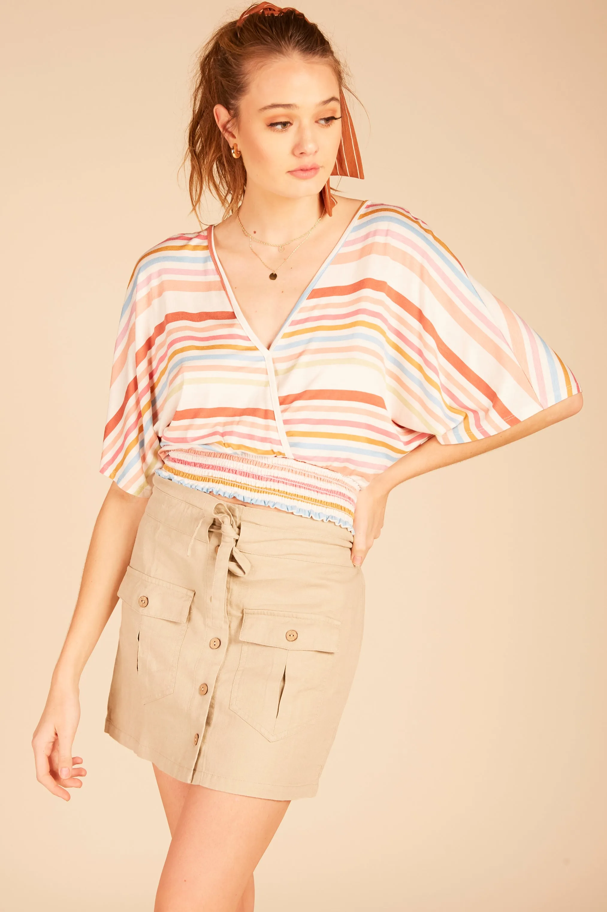 Multi Striped Surplice Top sold by Vintage Havana