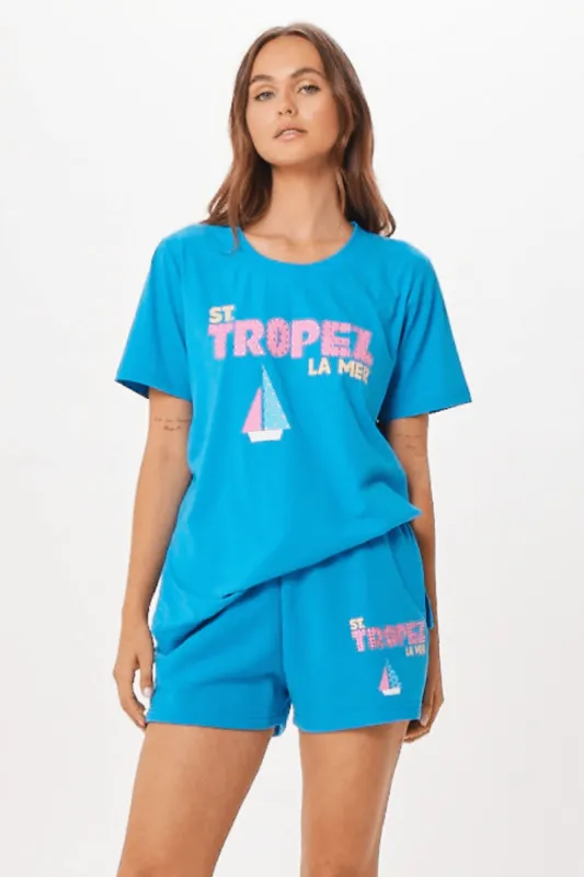 Bright Blue St. Tropez Jet Setter T-Shirt sold by Vintage Havana