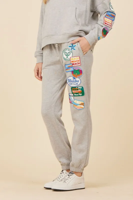 Heather Grey W/ Multi Patches Surf Wash Jogger sold by Vintage Havana