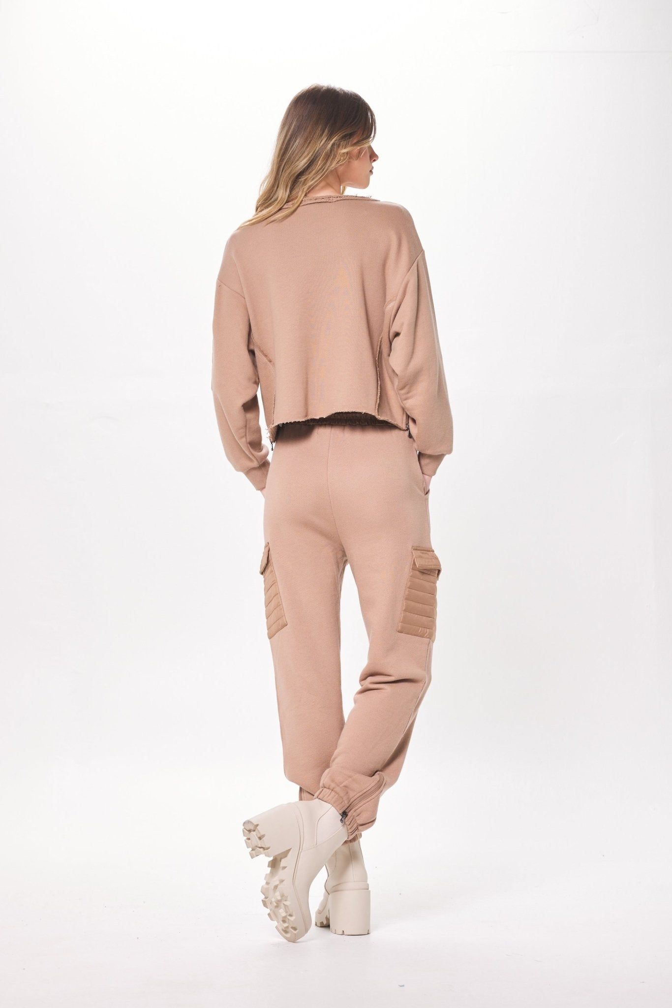 Caramel Latte Heavy French Terry Utility Joggers sold by Vintage Havana product image thumbnail 3