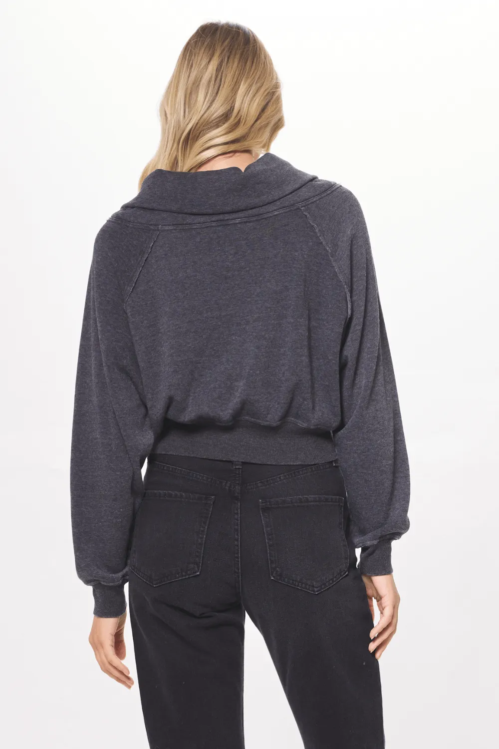 Black Cashmere Fleece Surplice Top sold by Vintage Havana product image thumbnail 2