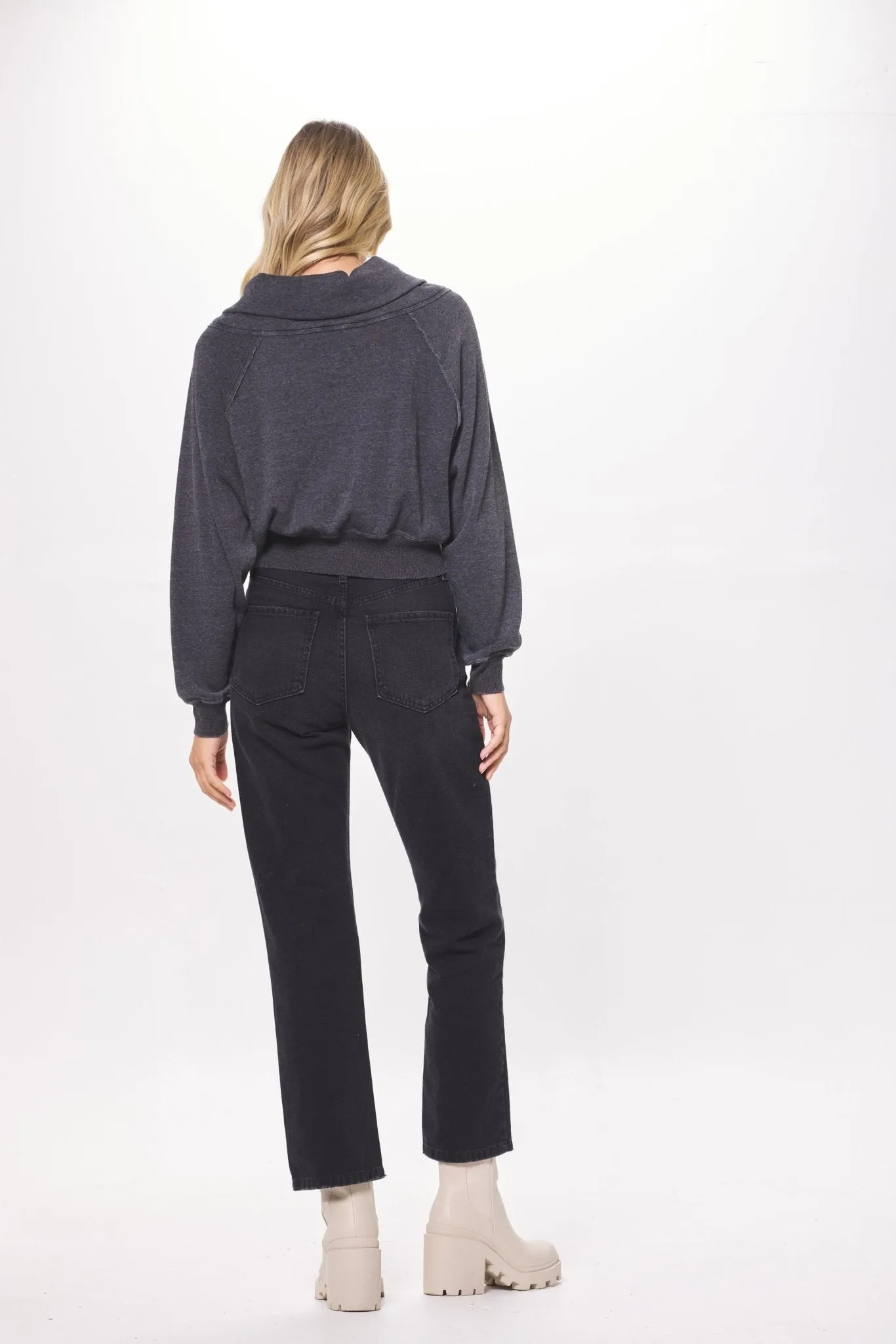 Black Cashmere Fleece Surplice Top sold by Vintage Havana product image thumbnail 4