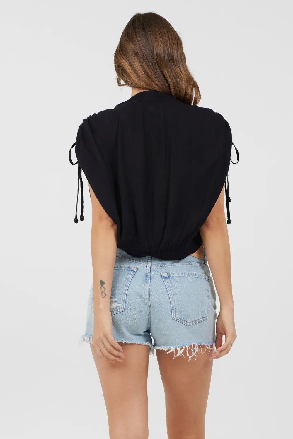 Black Rayon Crinkle Surplice Top sold by Vintage Havana product image thumbnail 2