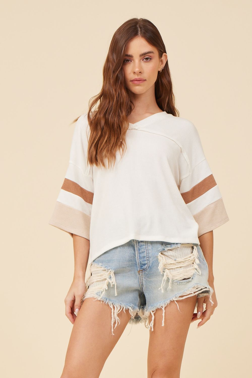 White Varsity Stripe Tee sold by Vintage Havana