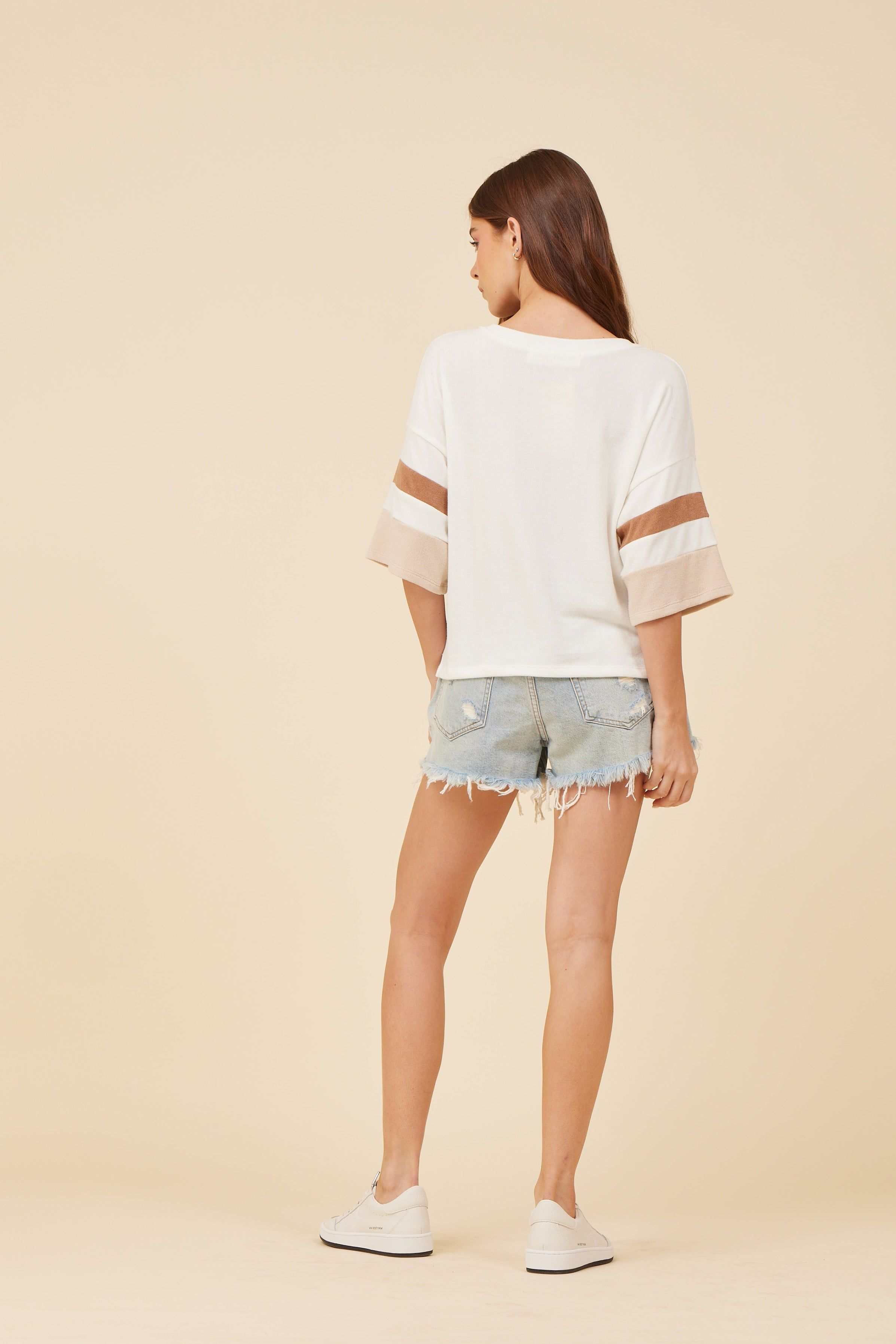 White Varsity Stripe Tee sold by Vintage Havana product image thumbnail 4