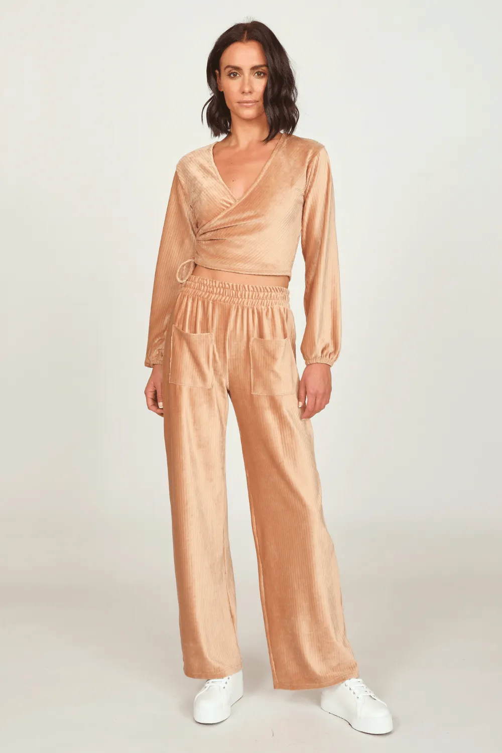 Camel Velour Surplice Top sold by Vintage Havana product image thumbnail 3