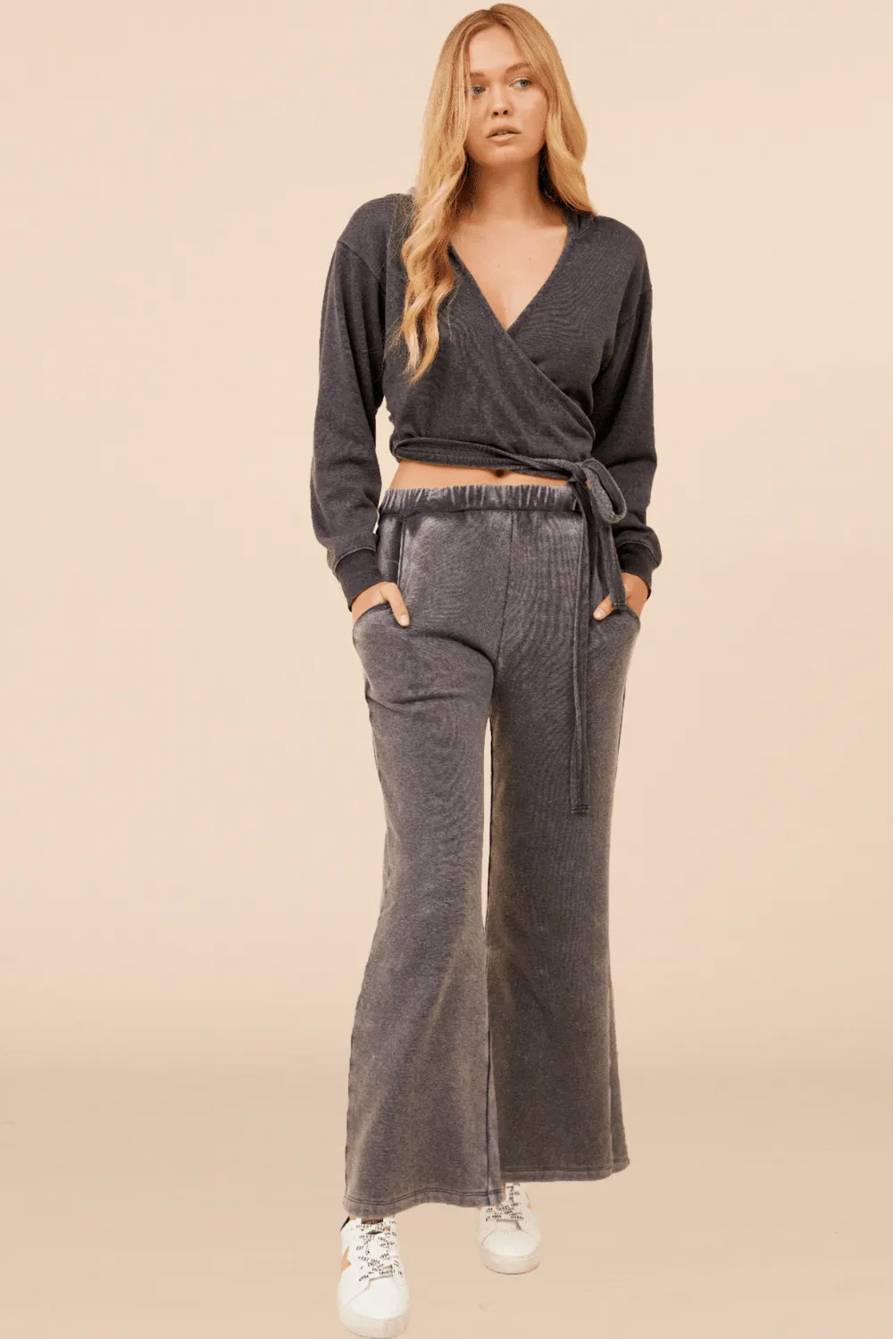 Heather Charcoal Lightweight Fleece Surplice Hoodie sold by Vintage Havana product image thumbnail 3