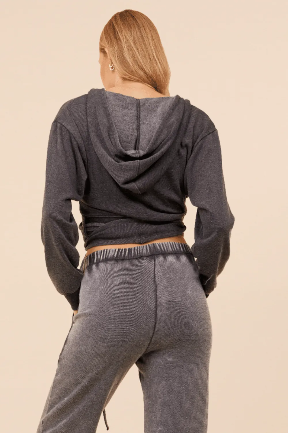 Heather Charcoal Lightweight Fleece Surplice Hoodie sold by Vintage Havana product image thumbnail 2