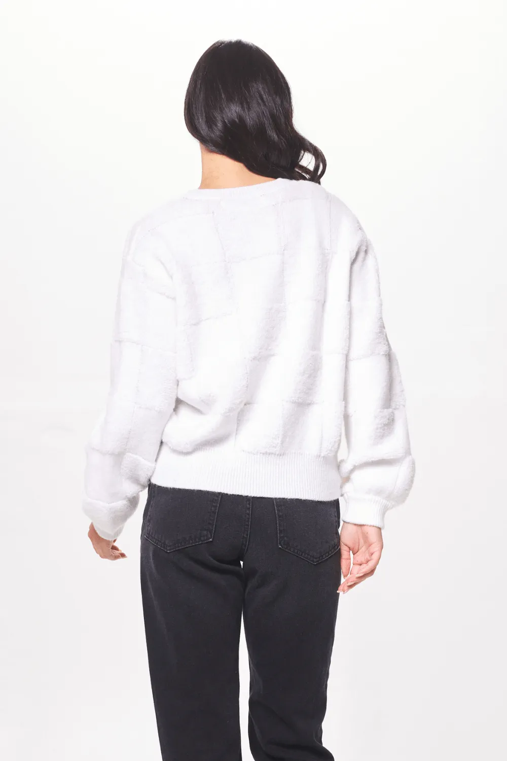 Ivory Tonal Checkered Crewneck Sweater sold by Vintage Havana product image thumbnail 2