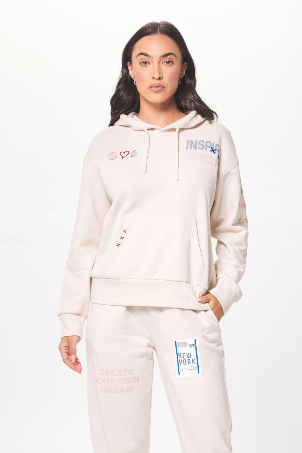 Coconut White & Multicolor Surfwash Hoodie w/ Graffiti sold by Vintage Havana