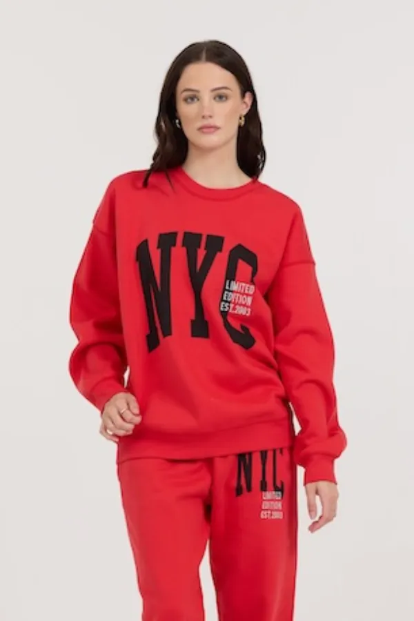 Red/ Black/ Light Grey Garment Dye Crew W/ Screen Print sold by Vintage Havana