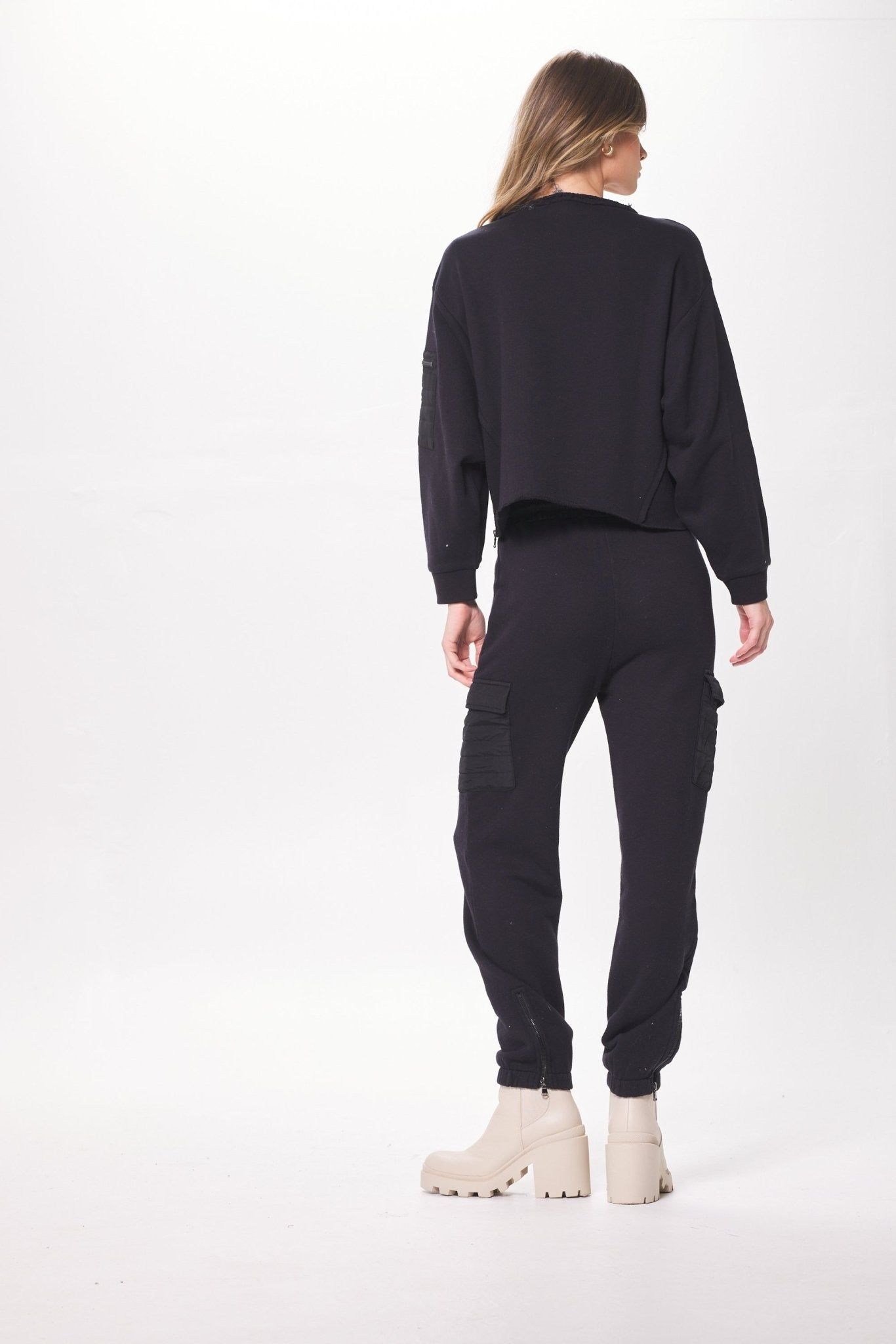 Black Heavy French Terry Utility Joggers sold by Vintage Havana product image thumbnail 4