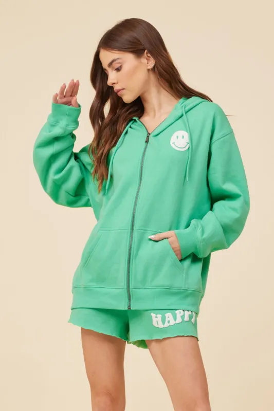 Surf Green W/ White Puff Print Good Day Surf Wash Hoodie sold by Vintage Havana