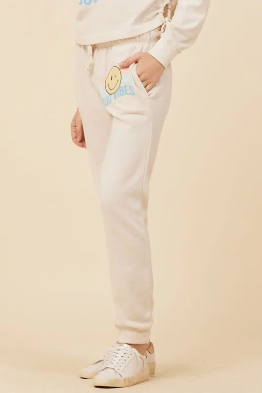 Heather Oatmeal W/ Multicolor French Terry Jogger sold by Vintage Havana