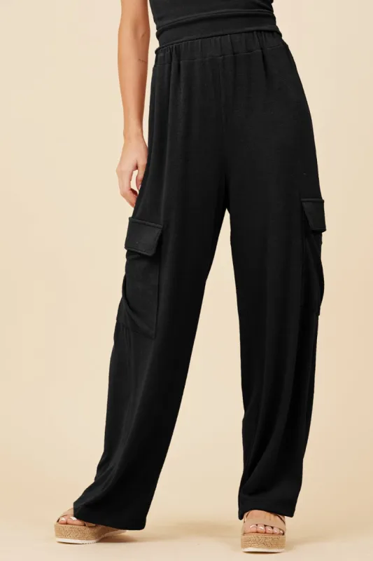 Black Knit Terry Cargo Pant sold by Vintage Havana