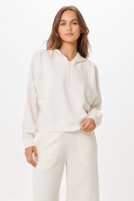 Bright Ivory Cloud Half Zip Pullover Hoodie sold by Vintage Havana