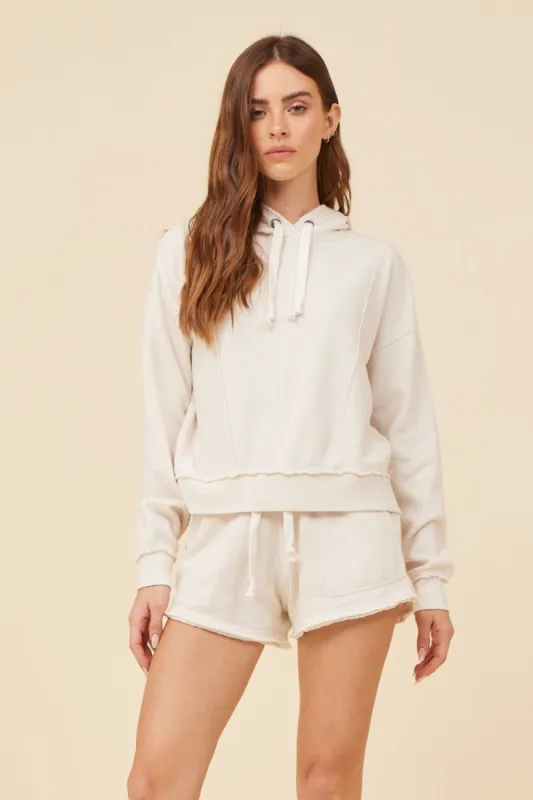 Coconut White Solid Burnout Fleece Pullover Hoodie sold by Vintage Havana
