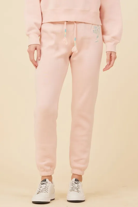 Peachy Pink w/ Palm Tree Embroidered Jogger sold by Vintage Havana