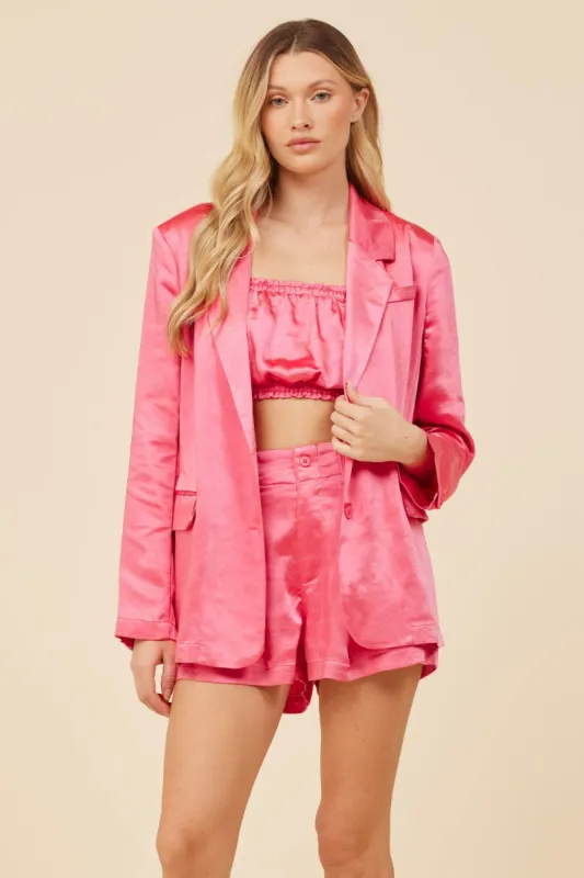 Hot Pink Heavy Satin Blazer sold by Vintage Havana
